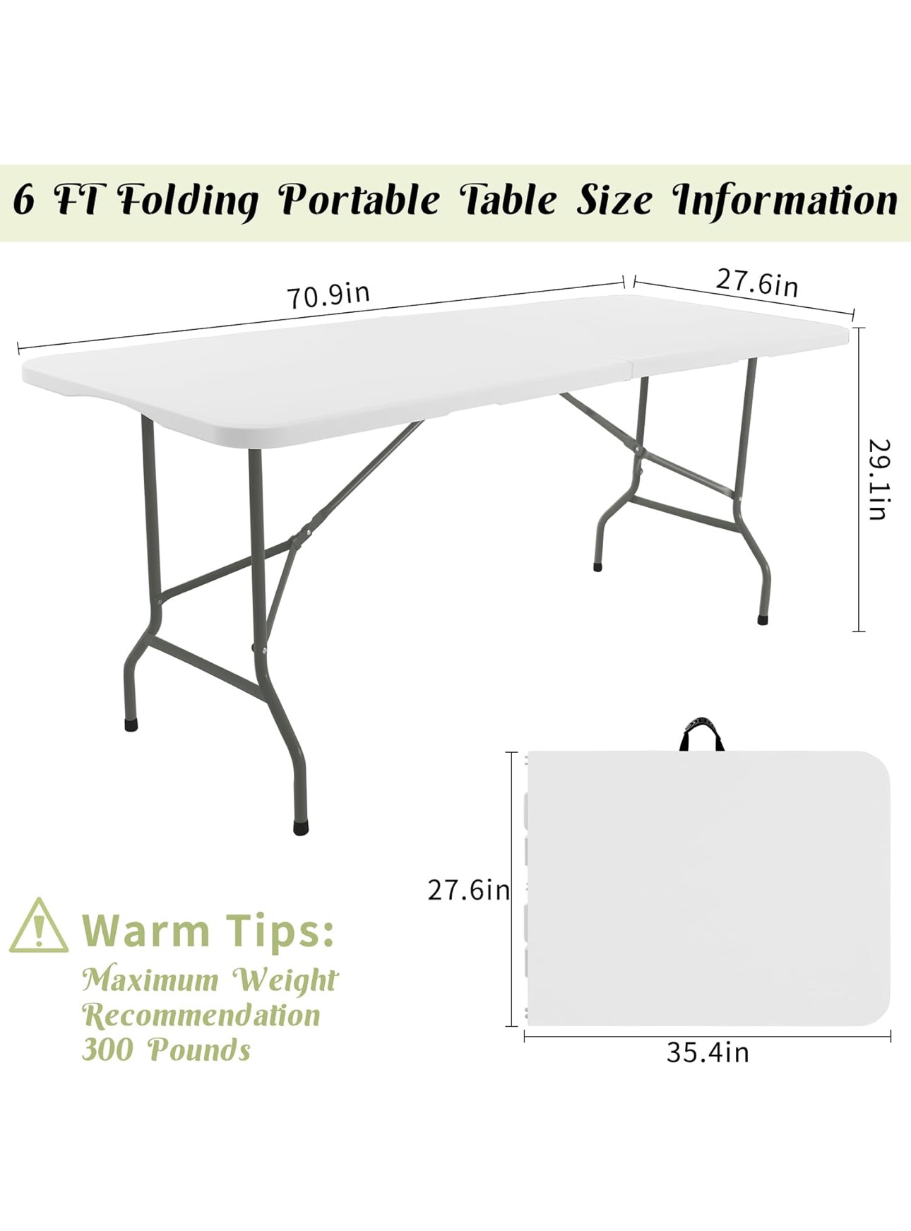 BTE-2971FH 6ft Fold-in-Half Folding Table